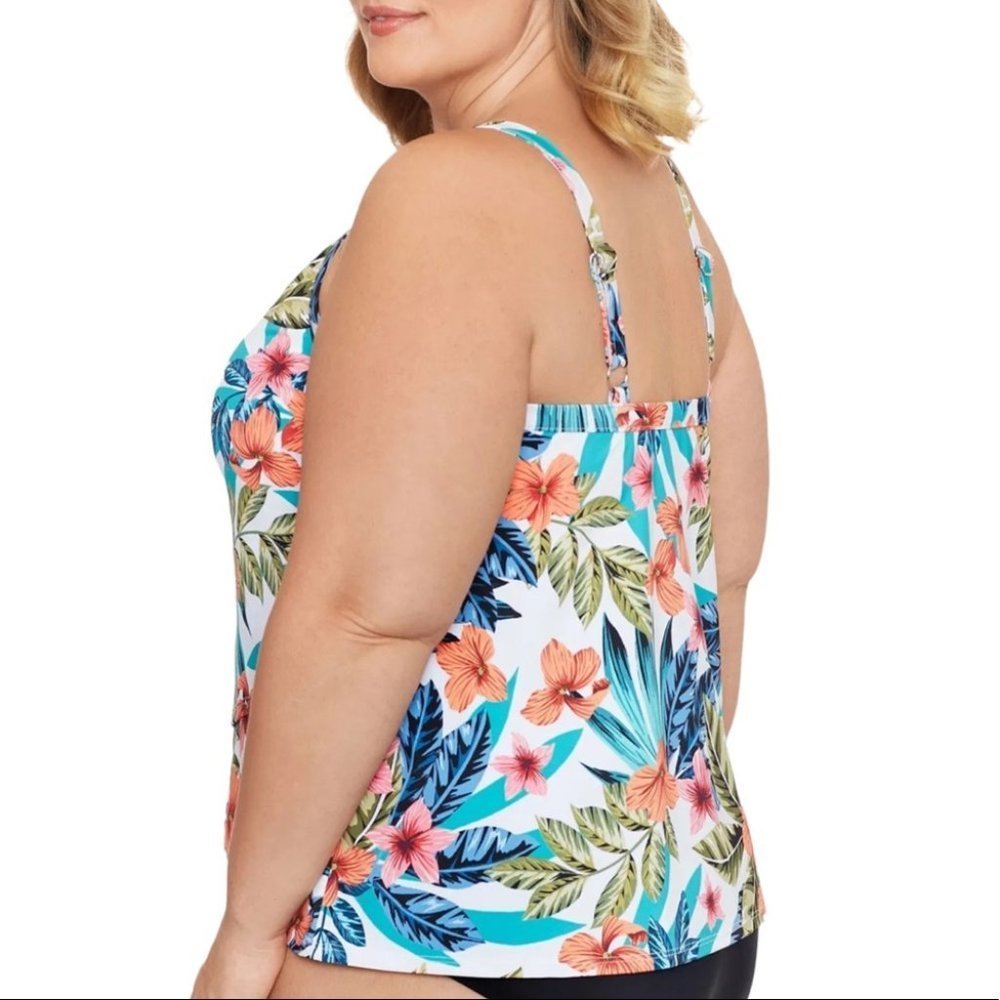 Swim Solutions Floral Print Montego Bay Underwire Tankini Top - Picture 2 of 9